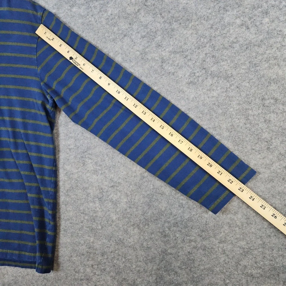 Bonobos Men's Blue/Green Striped Shirt Size M Long Sleeve 100% Cotton High‎ Neck